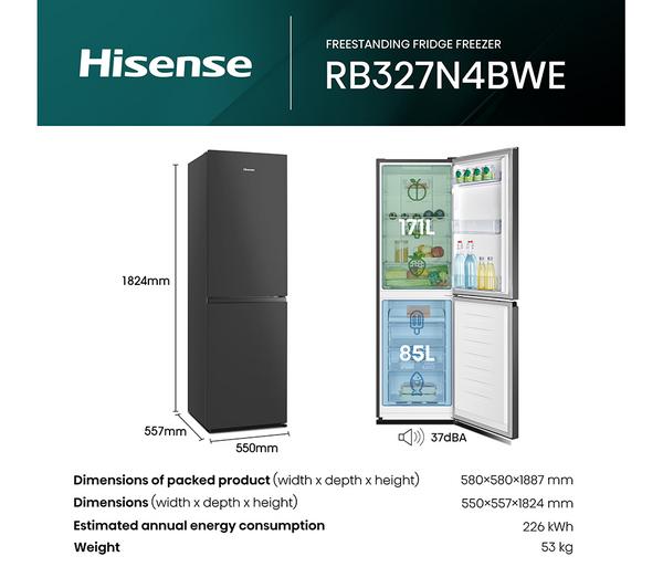 Hisense RB327N4BBE 50/50 Fridge Freezer (Black & Steel)