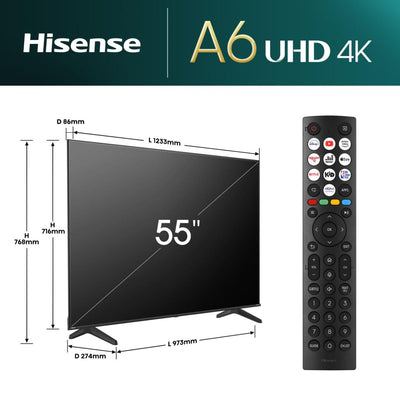 Hisense 55A61N 55″ 4K UHD Smart LED TV – Direct Full Array, Dolby Vision, Game Mode Plus, VIDAA OS