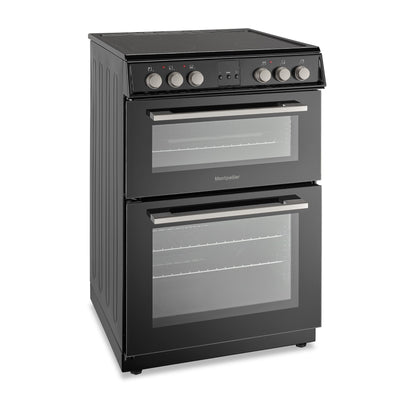 Montpellier MDOC60FK 60cm Double Ceramic Cooker in Black
