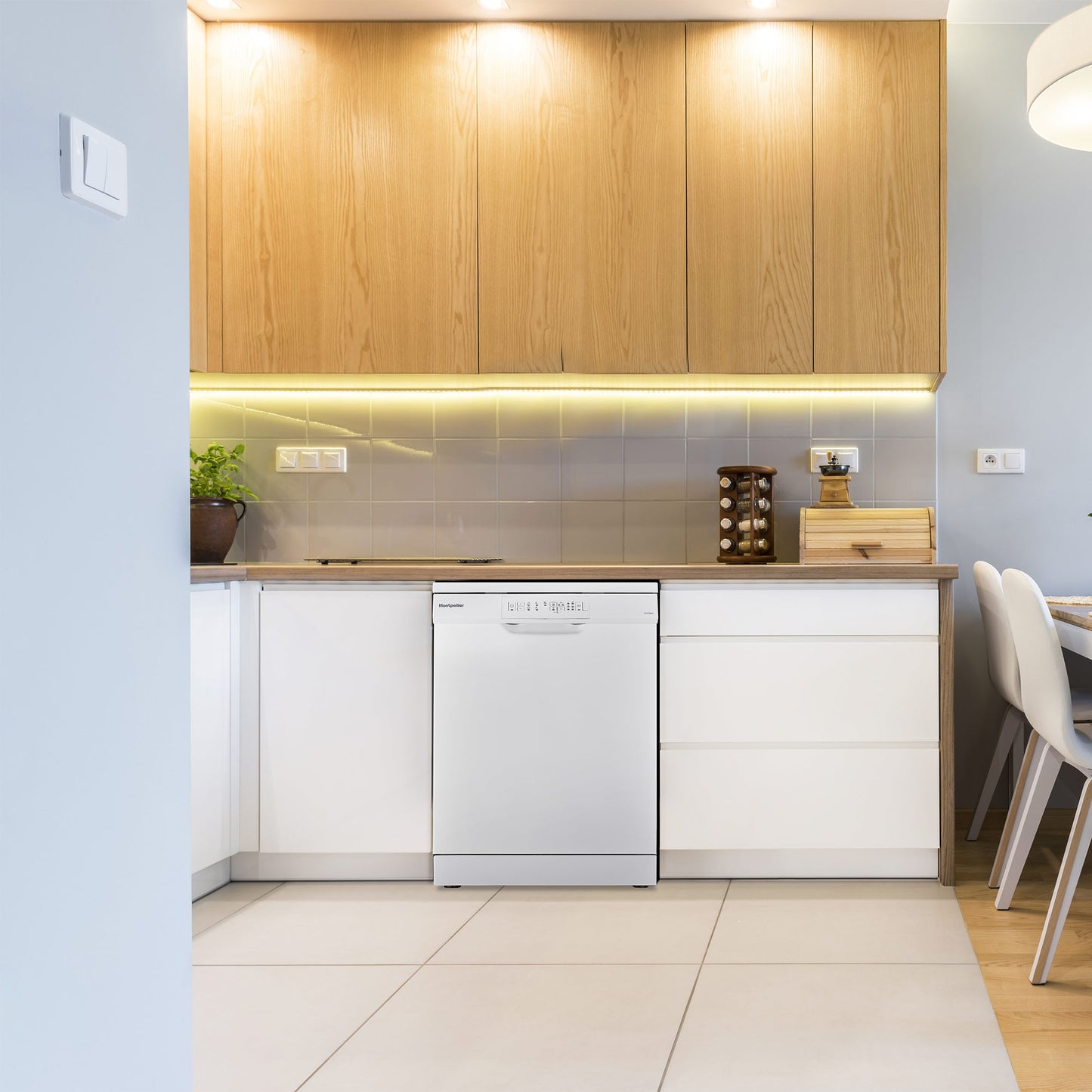 Montpellier MDW1354W 60cm Freestanding Dishwasher in White