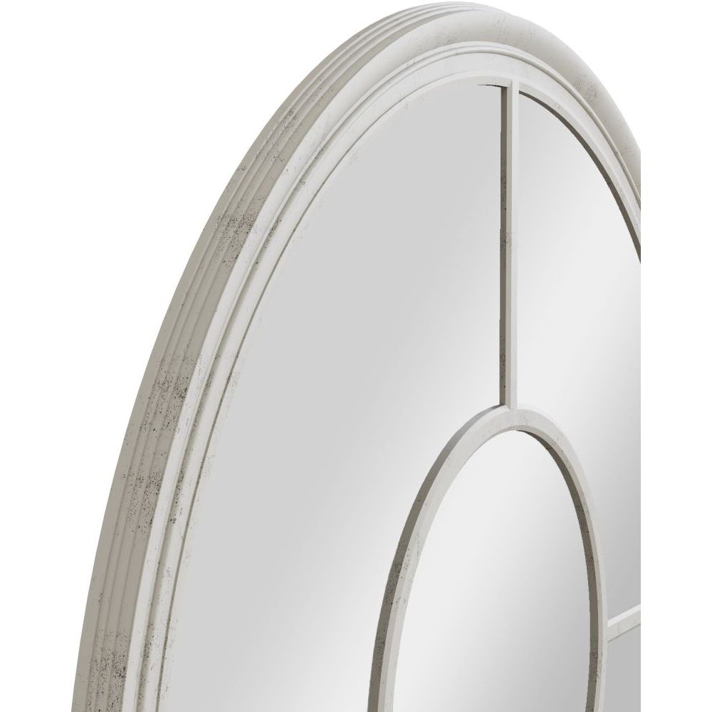 Essentials	Mirror Collection Round Window Mirror Distressed White