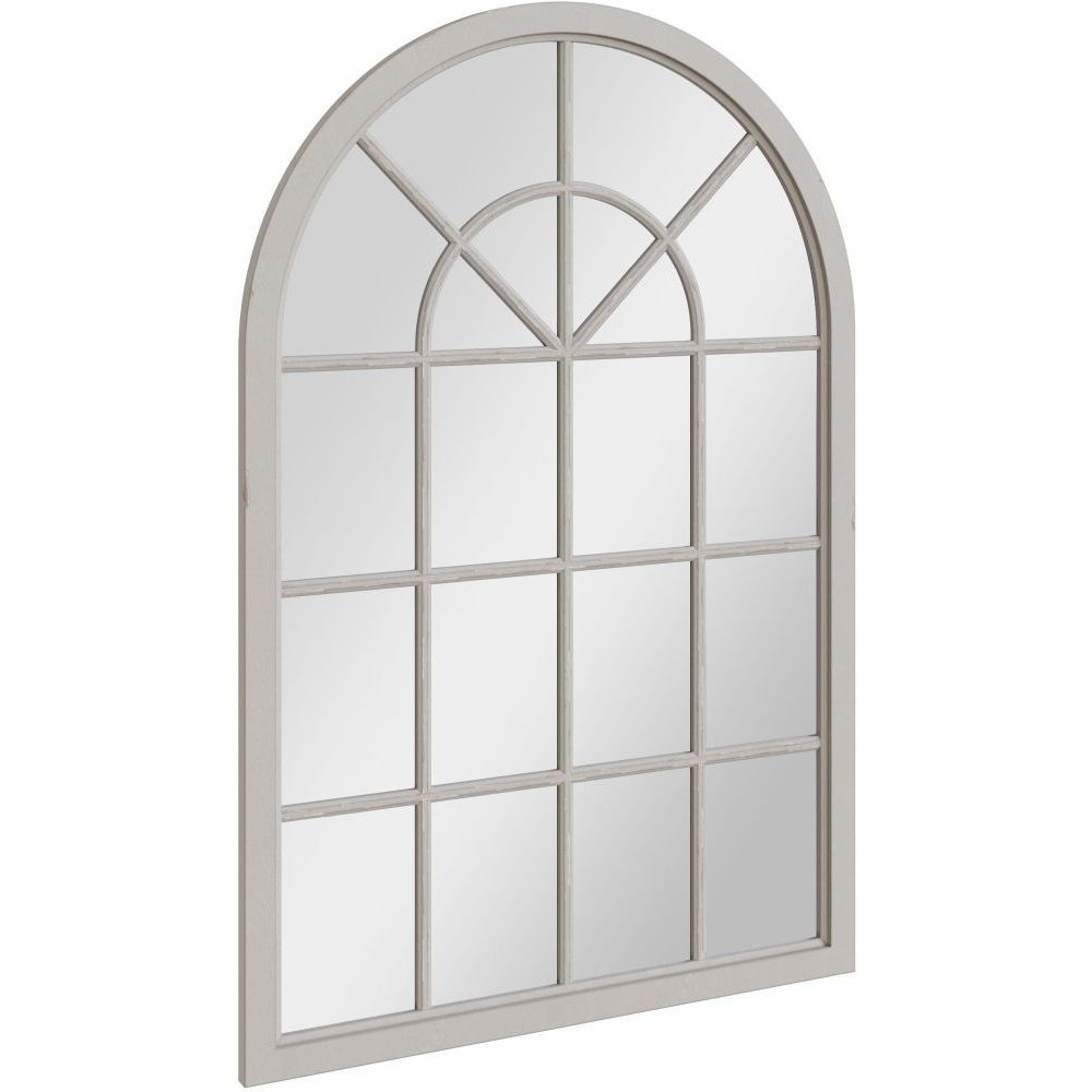 Essentials Mirror Collection Small Arched Window Mirror Distressed Grey