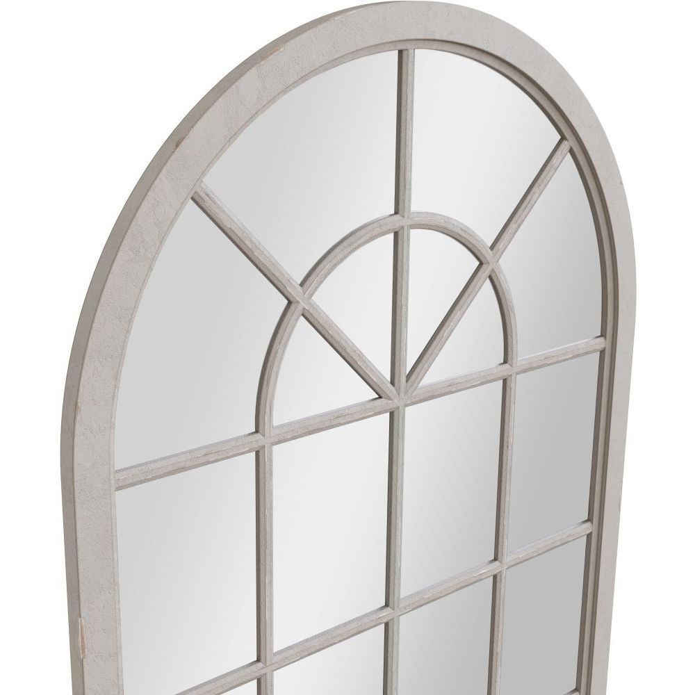 Essentials Mirror Collection Small Arched Window Mirror Distressed Grey