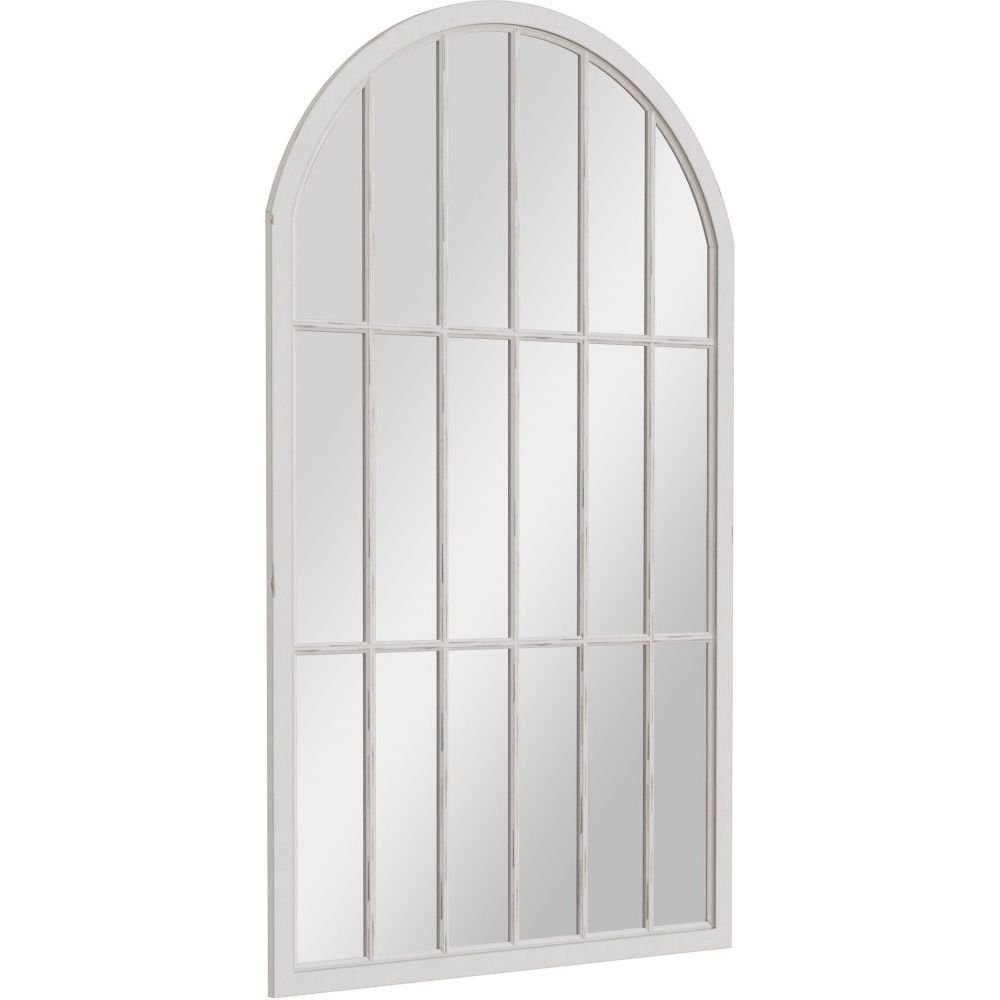 Essentials Mirror Collection Large Arched Window Mirror Distressed White