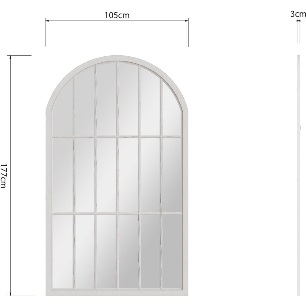 Essentials Mirror Collection Large Arched Window Mirror Distressed White