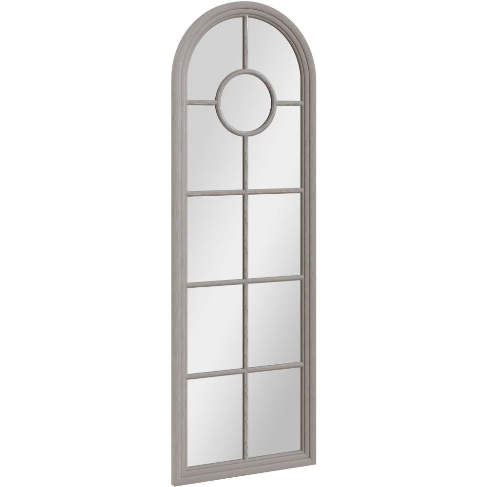 Essentials Mirror Collection Narrow Arched Window Mirror Distressed Grey