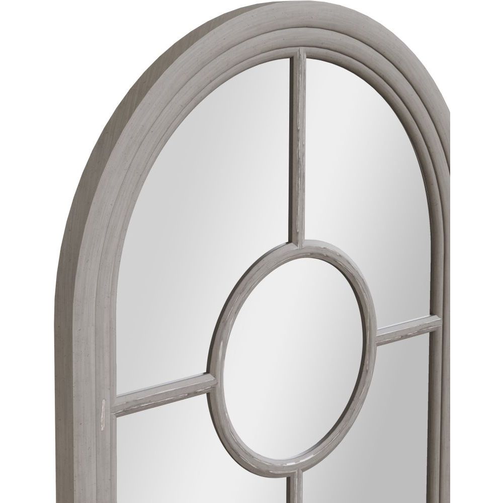 Essentials Mirror Collection Narrow Arched Window Mirror Distressed Grey