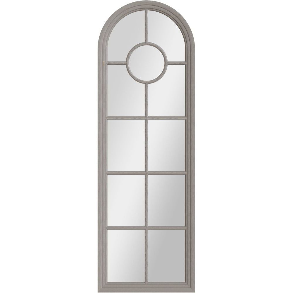 Essentials Mirror Collection Narrow Arched Window Mirror Distressed Grey