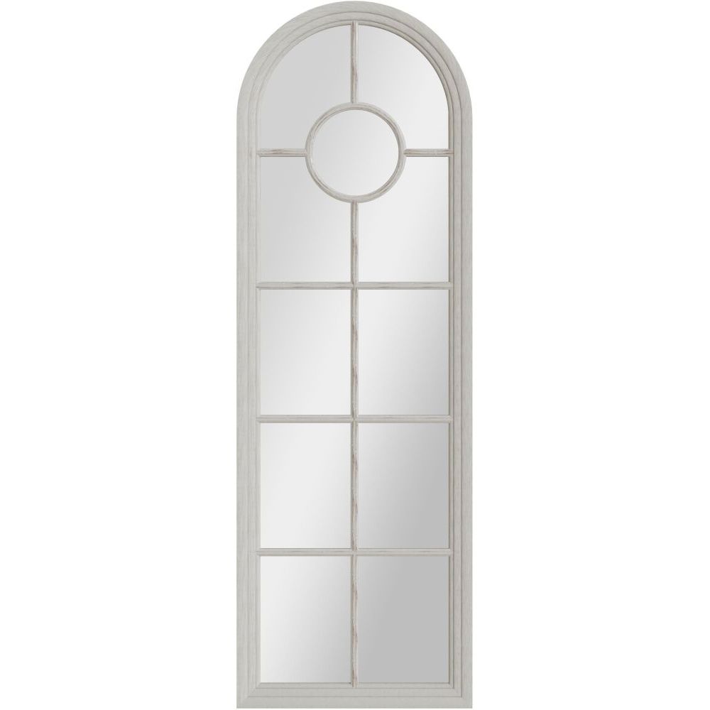 Essentials Mirror Collection Narrow Arched Window Mirror Distressed White