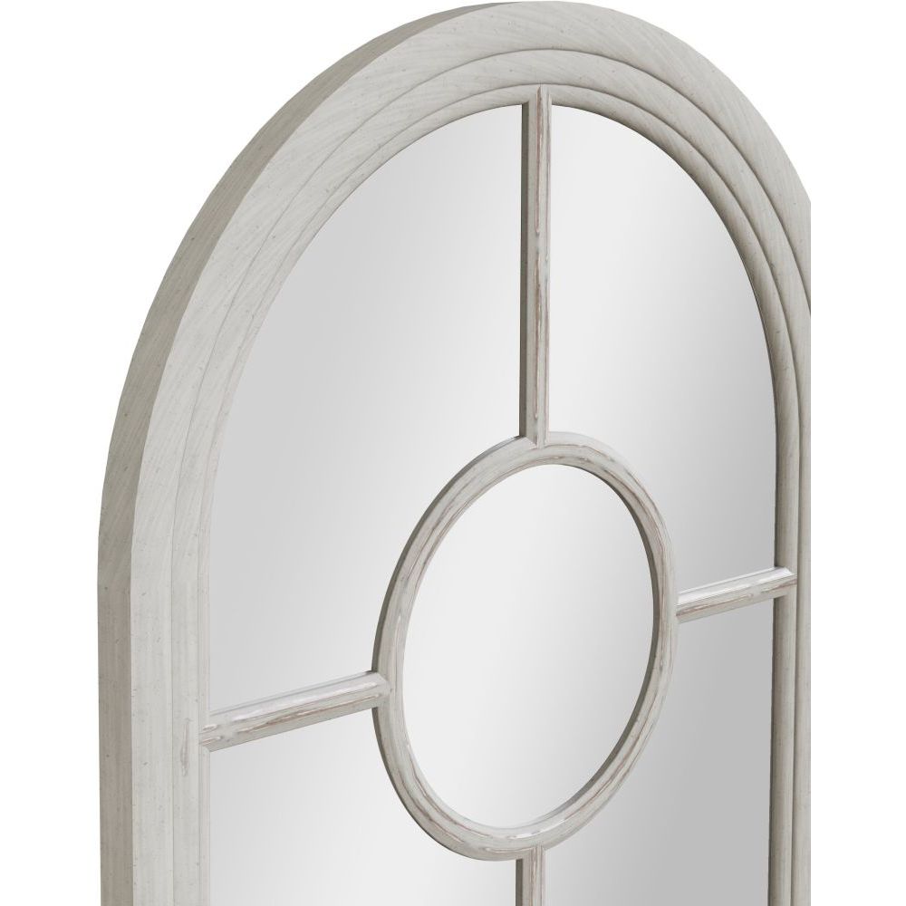 Essentials Mirror Collection Narrow Arched Window Mirror Distressed White