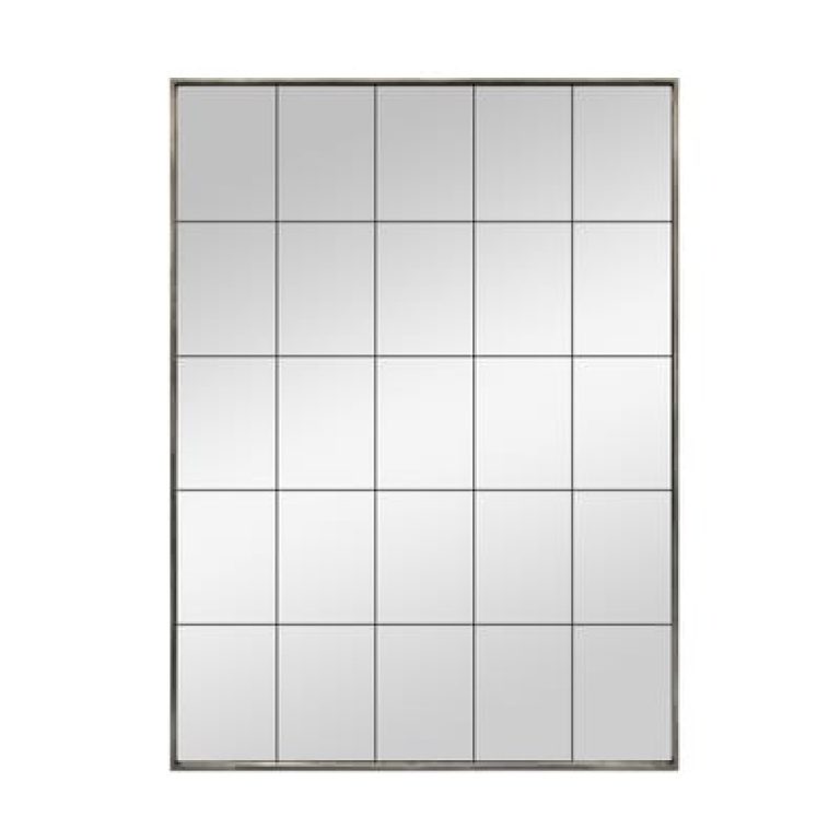 Essentials Mirror Collection Large Rectangular Window Mirror Distressed Metal