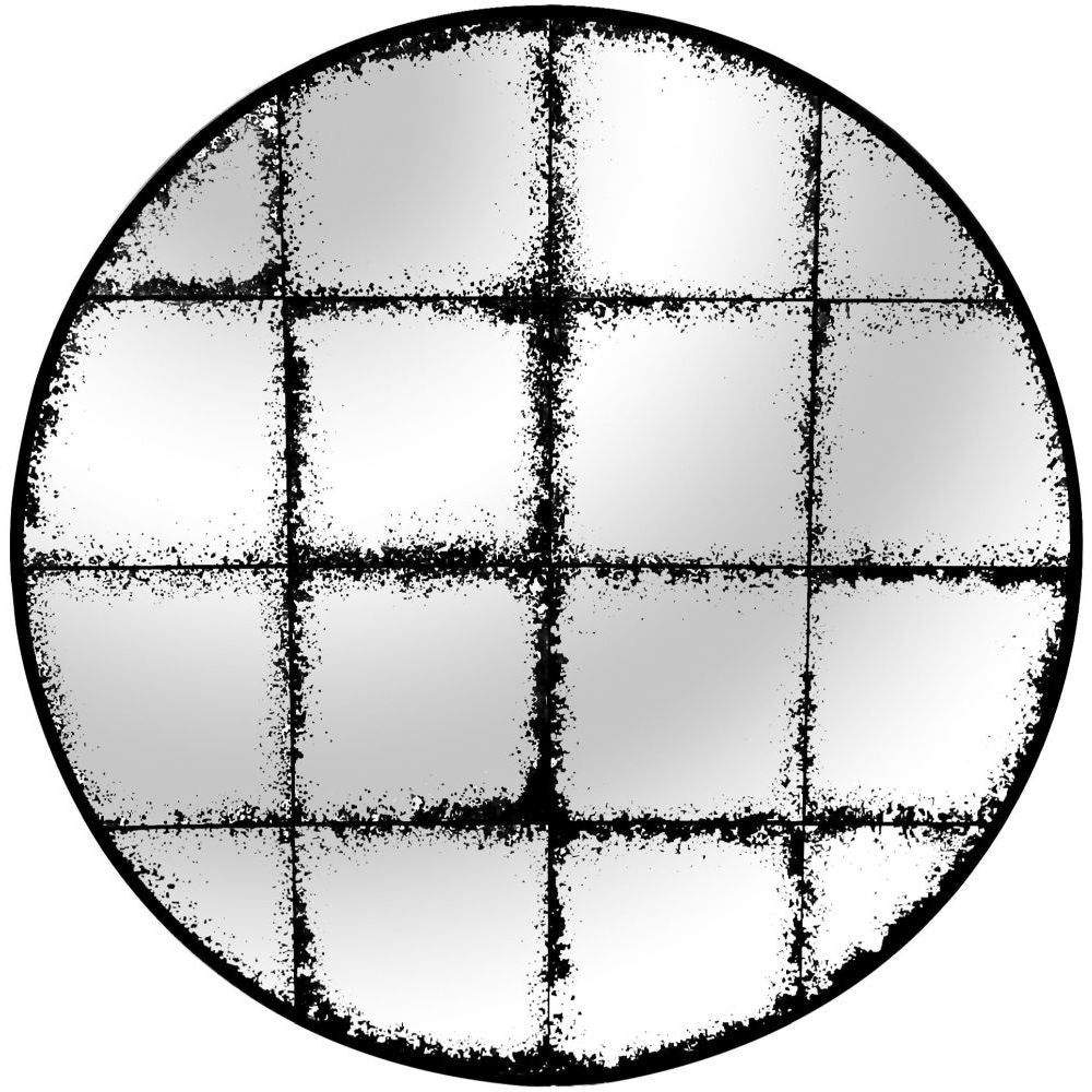 Essentials Mirror Collection Round Antique Mirror Black