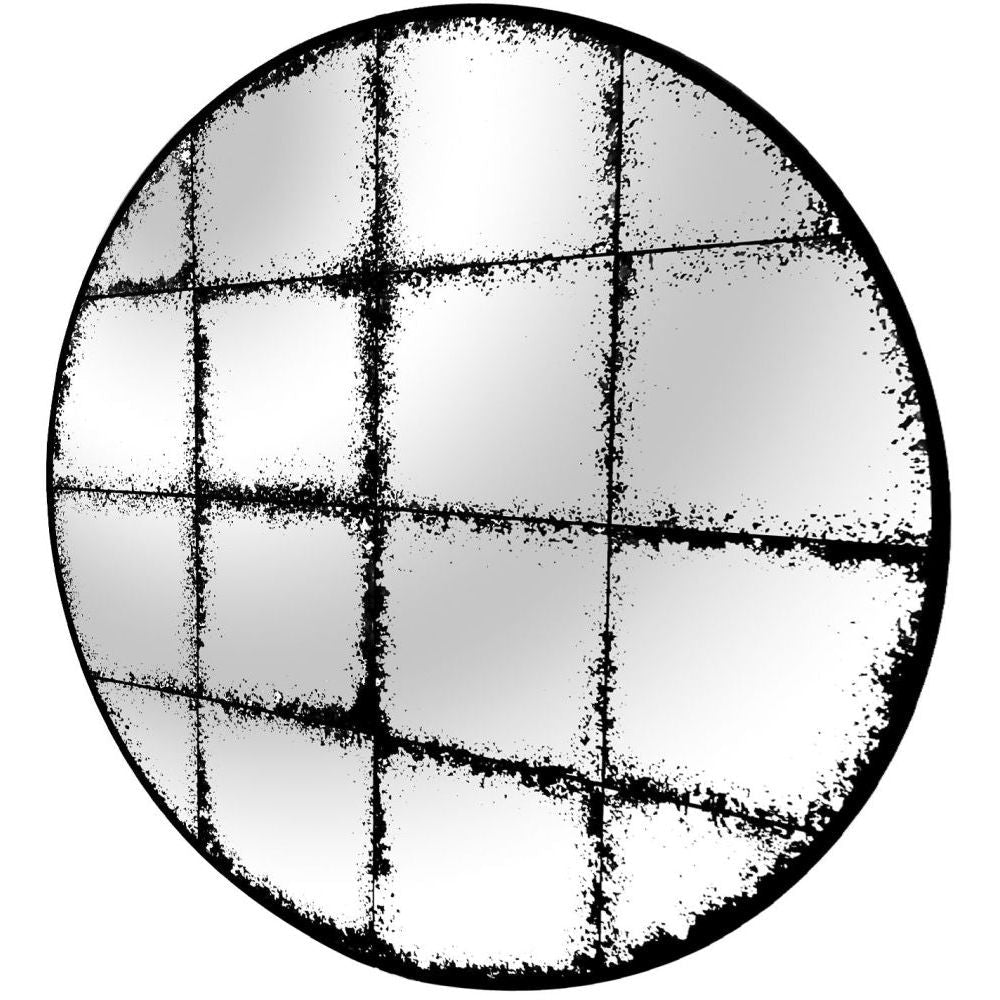 Essentials Mirror Collection Round Antique Mirror Black