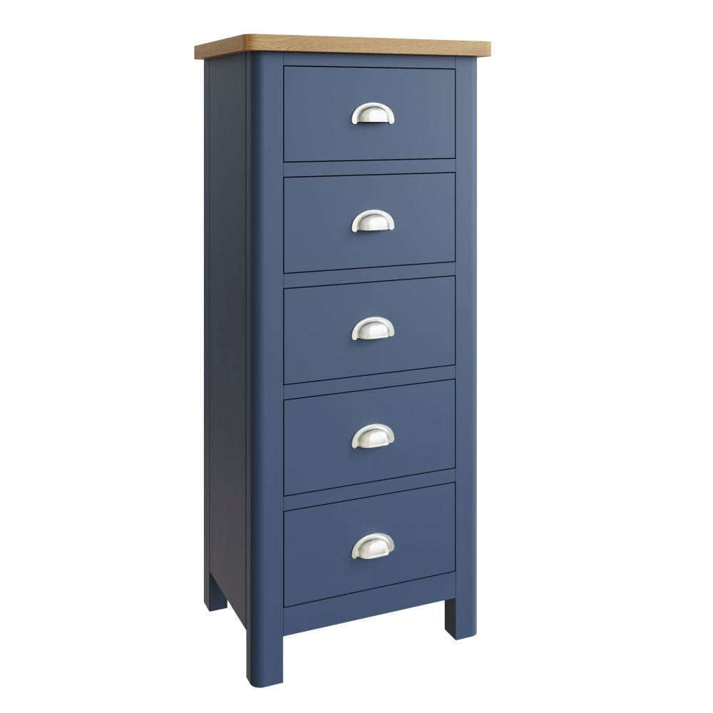 Essentials RA Bedroom Blue 5 Drawer Narrow Chest