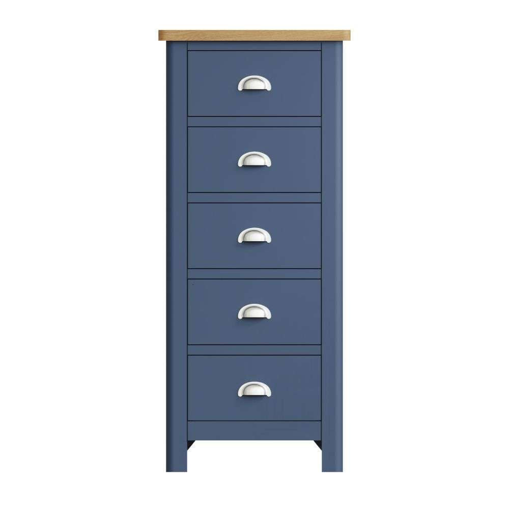 Essentials RA Bedroom Blue 5 Drawer Narrow Chest