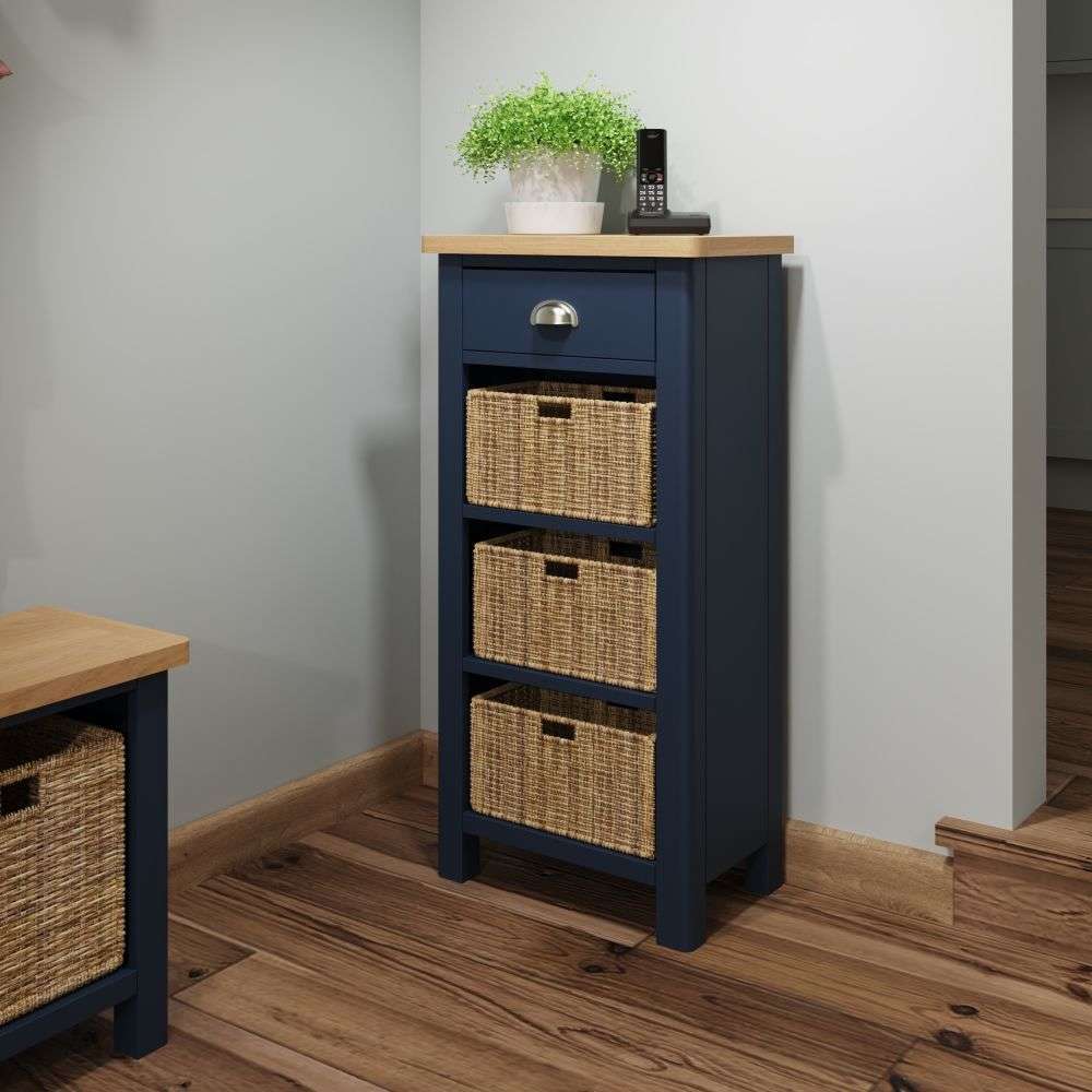 Essentials	RA Dining Blue 1 Drawer 3 Basket Unit