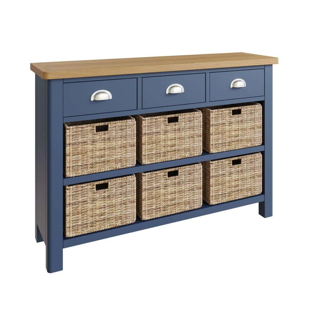 Essentials	RA Dining Blue 3 Drawer 6 Basket Unit