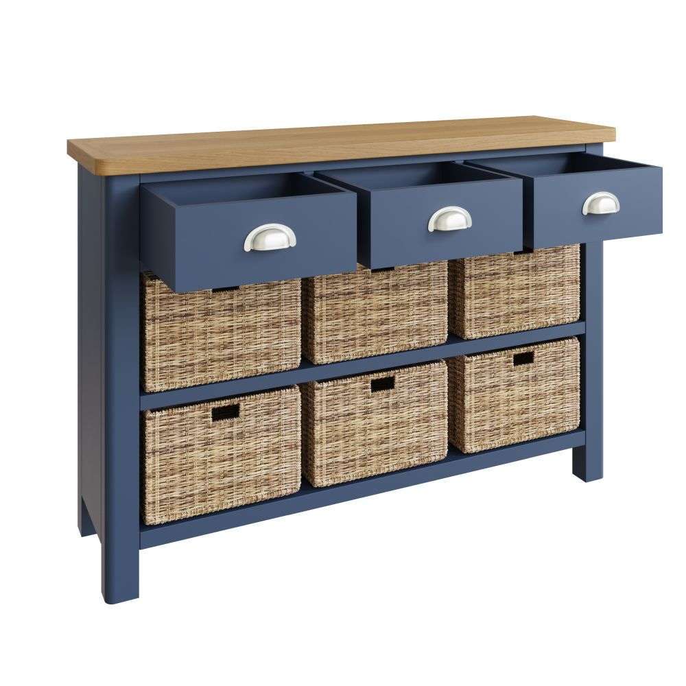 Essentials	RA Dining Blue 3 Drawer 6 Basket Unit