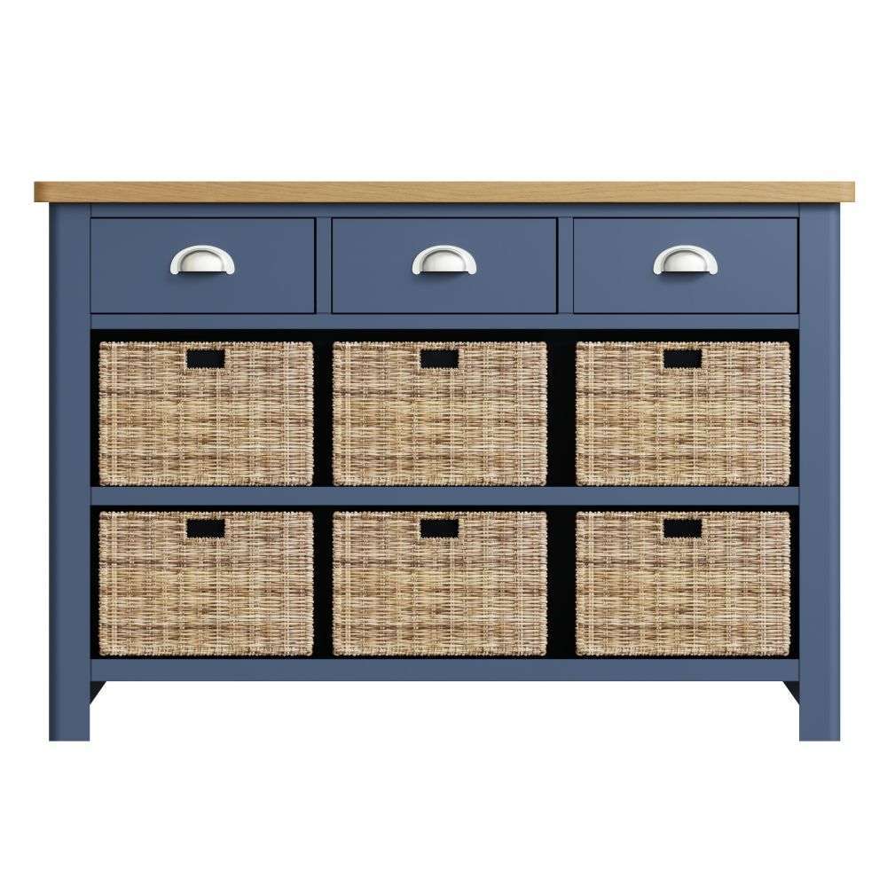 Essentials	RA Dining Blue 3 Drawer 6 Basket Unit