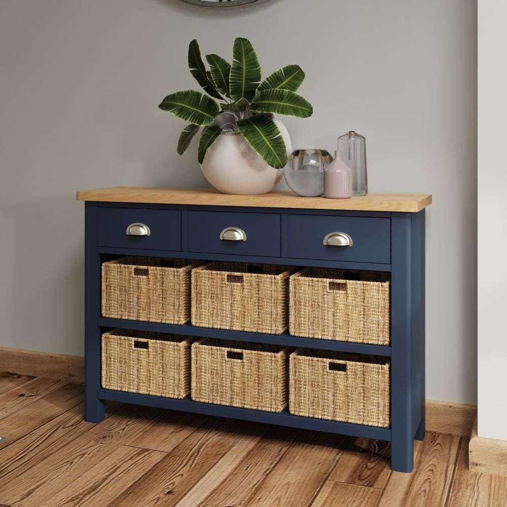 Essentials	RA Dining Blue 3 Drawer 6 Basket Unit