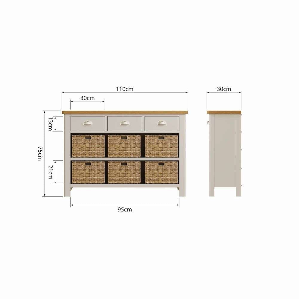 Essentials RA Dining 3 Drawer 6 Basket Unit Truffle