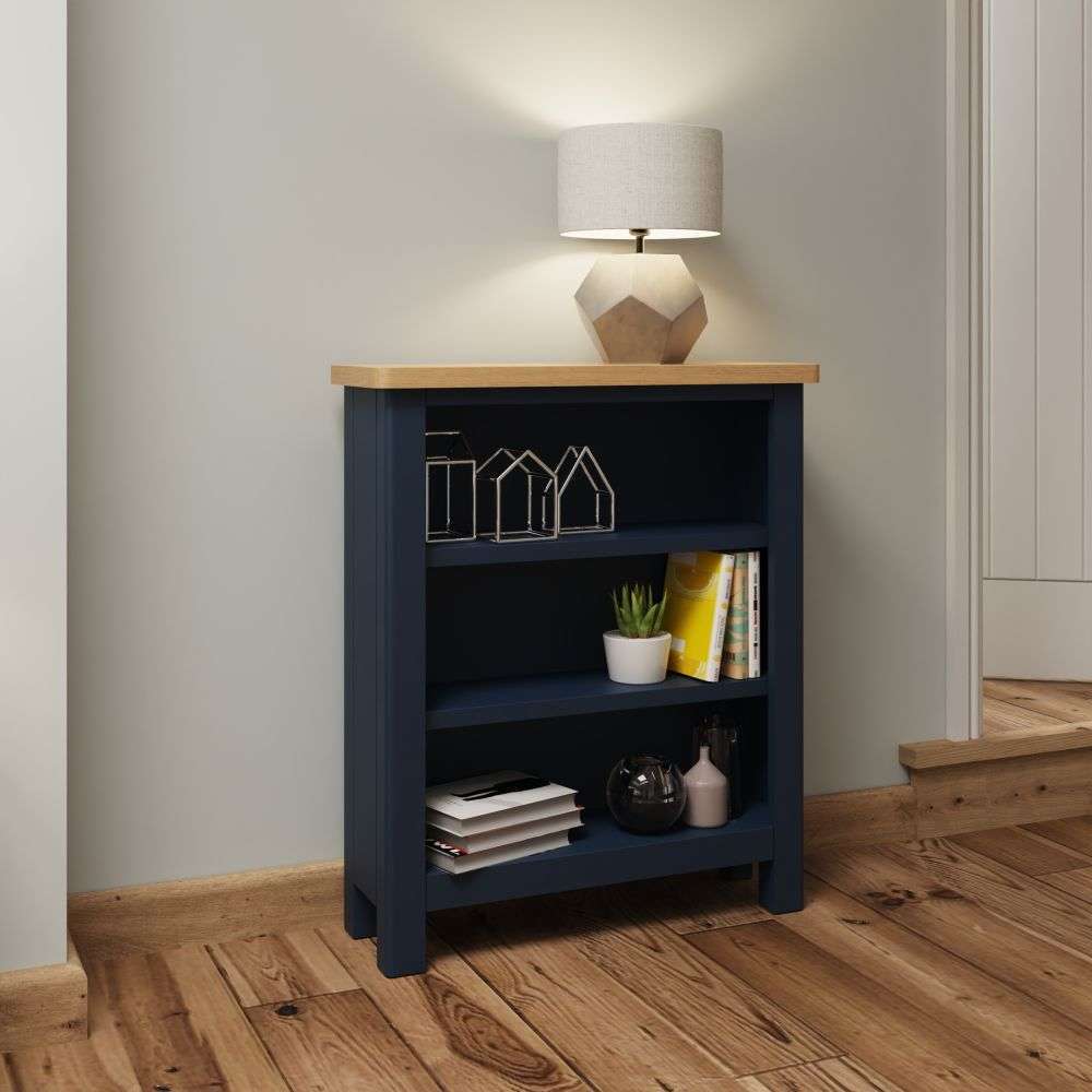 Essentials RA Dining Blue Small Wide Bookcase