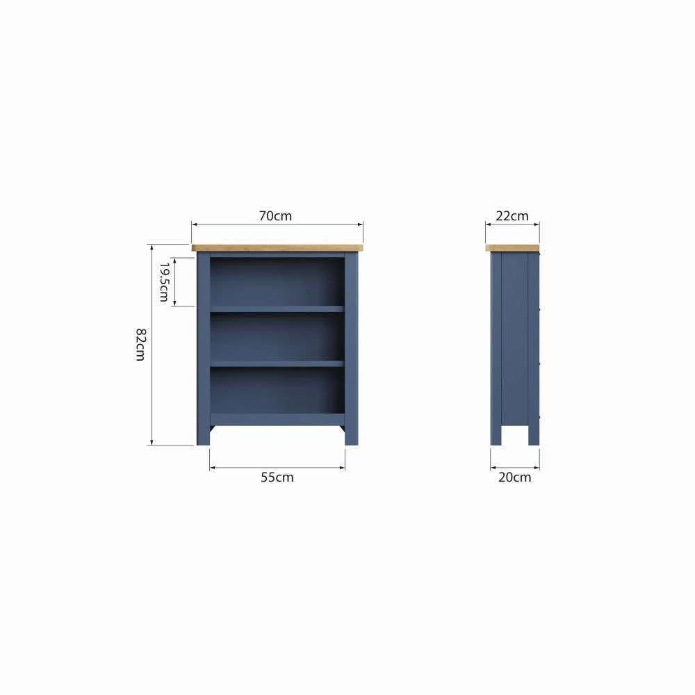Essentials RA Dining Blue Small Wide Bookcase
