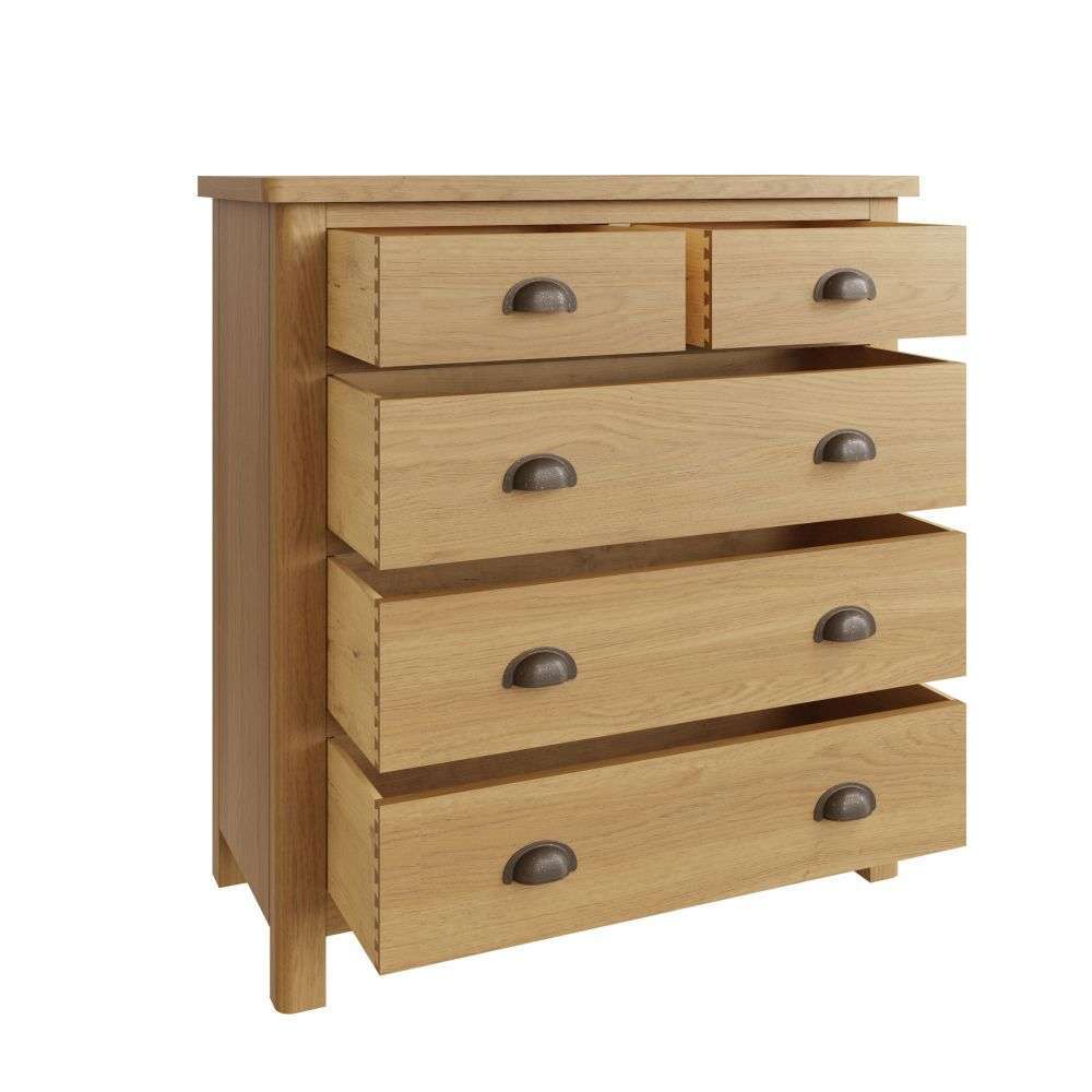 Essentials RAO Bedroom 2 Over 3 Chest Rustic Oak