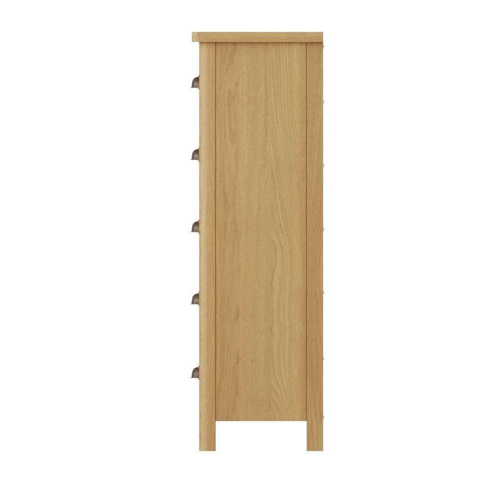 Essentials RAO Bedroom 5 Drawer Narrow Chest Rustic Oak