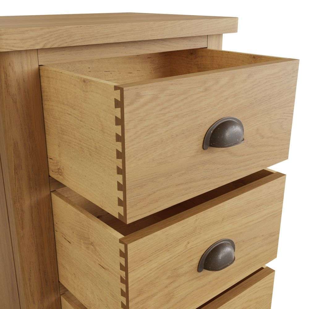 Essentials RAO Bedroom 5 Drawer Narrow Chest Rustic Oak
