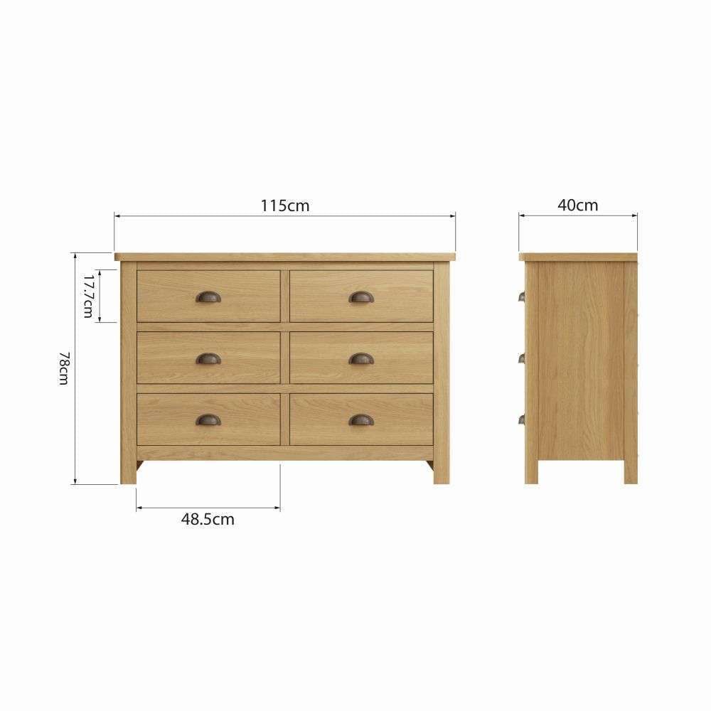 Essentials RAO Bedroom 6 Drawer Chest Rustic Oak