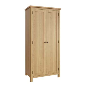 Essentials 2 Door Full Hanging Wardrobe - Finish: Oak