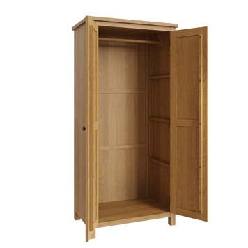 Essentials 2 Door Full Hanging Wardrobe - Finish: Oak