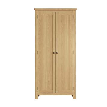 Essentials 2 Door Full Hanging Wardrobe - Finish: Oak