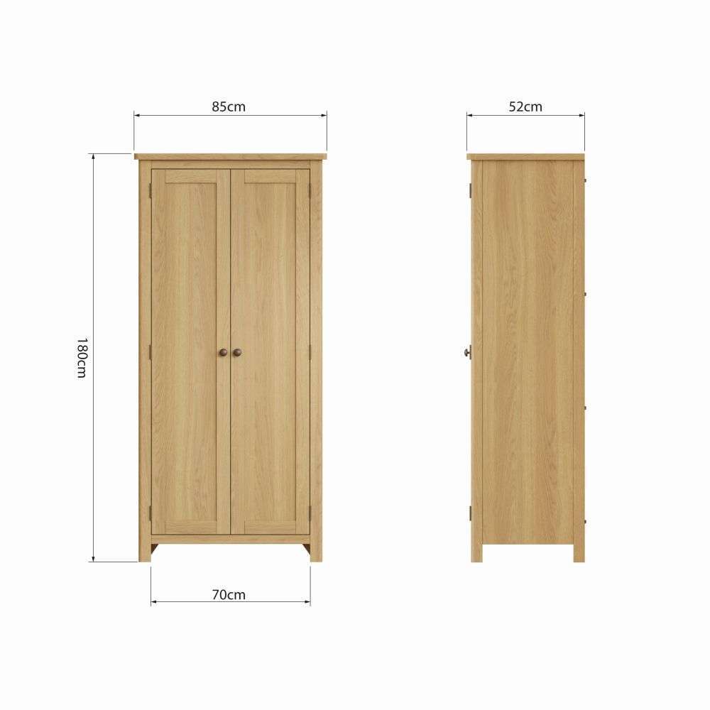 Essentials RAO Bedroom 2 Door Full Hanging Wardrobe Rustic Oak