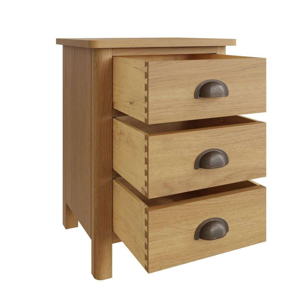 Essentials	RAO Bedroom	3 Drawer Bedside Cabinet Rustic Oak