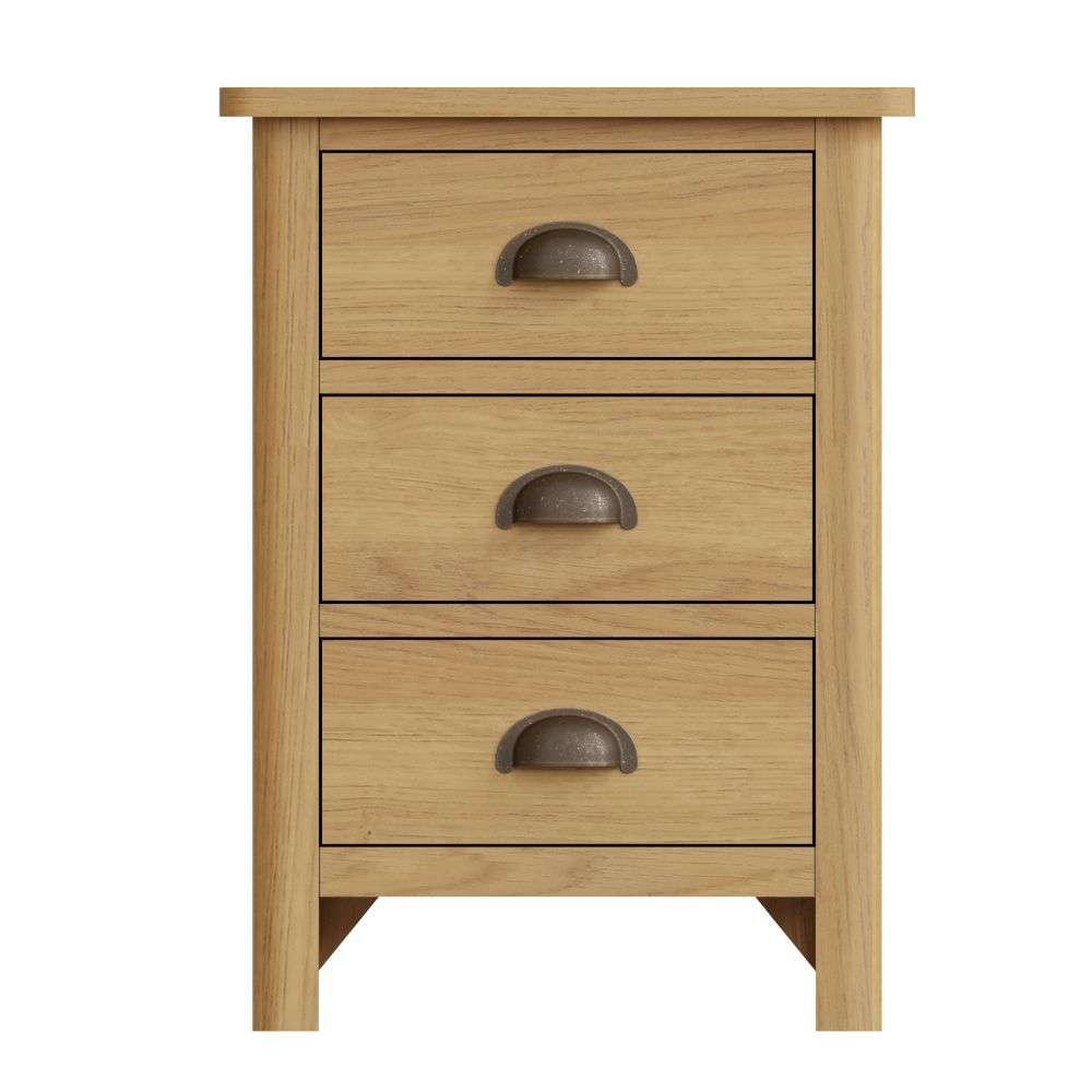 Essentials RAO Bedroom 3 Drawer Bedside Cabinet Rustic Oak