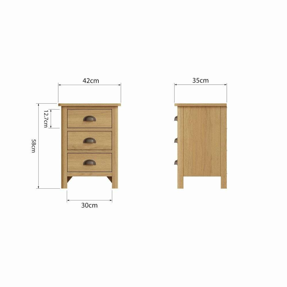 Essentials RAO Bedroom 3 Drawer Bedside Cabinet Rustic Oak