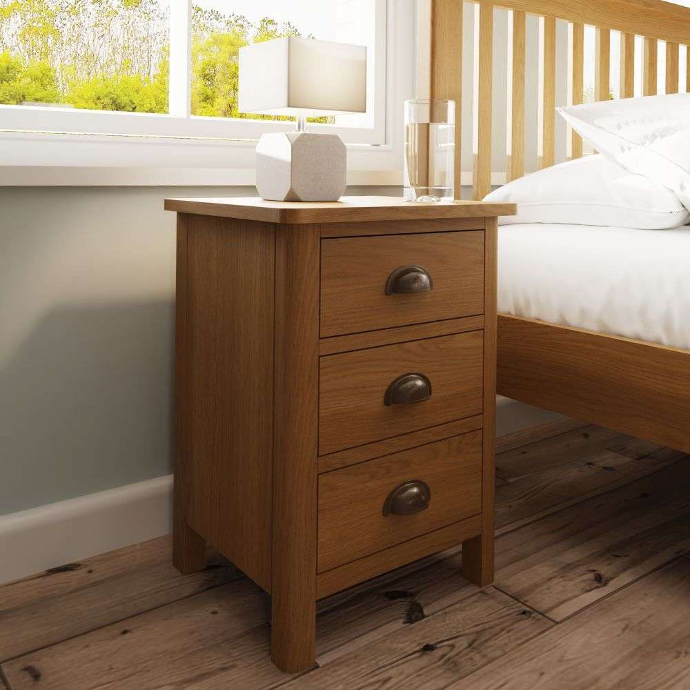 Essentials	RAO Bedroom	3 Drawer Bedside Cabinet Rustic Oak