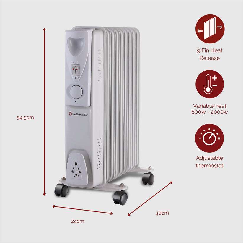 Rediffusion REDA07S9 2000W White Oil Filled Heater