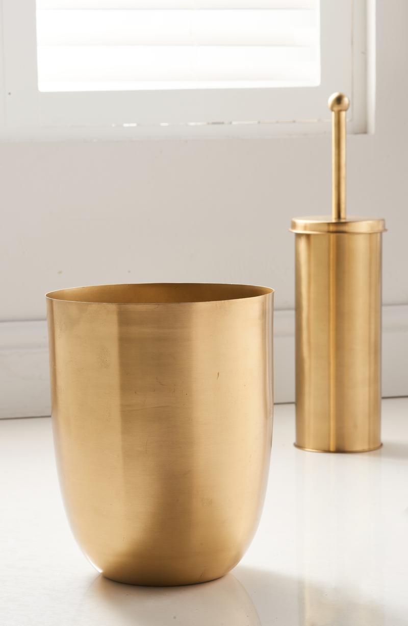 OurHouse Toilet Brush and Bin Set Brass
