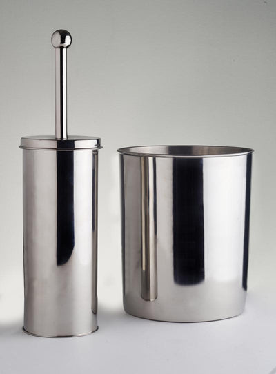 OurHouse Toilet Brush and Bin Set Chrome