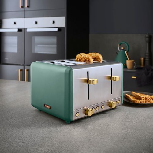 Tower Cavaletto 4-Slice Toaster - Jade and Gold