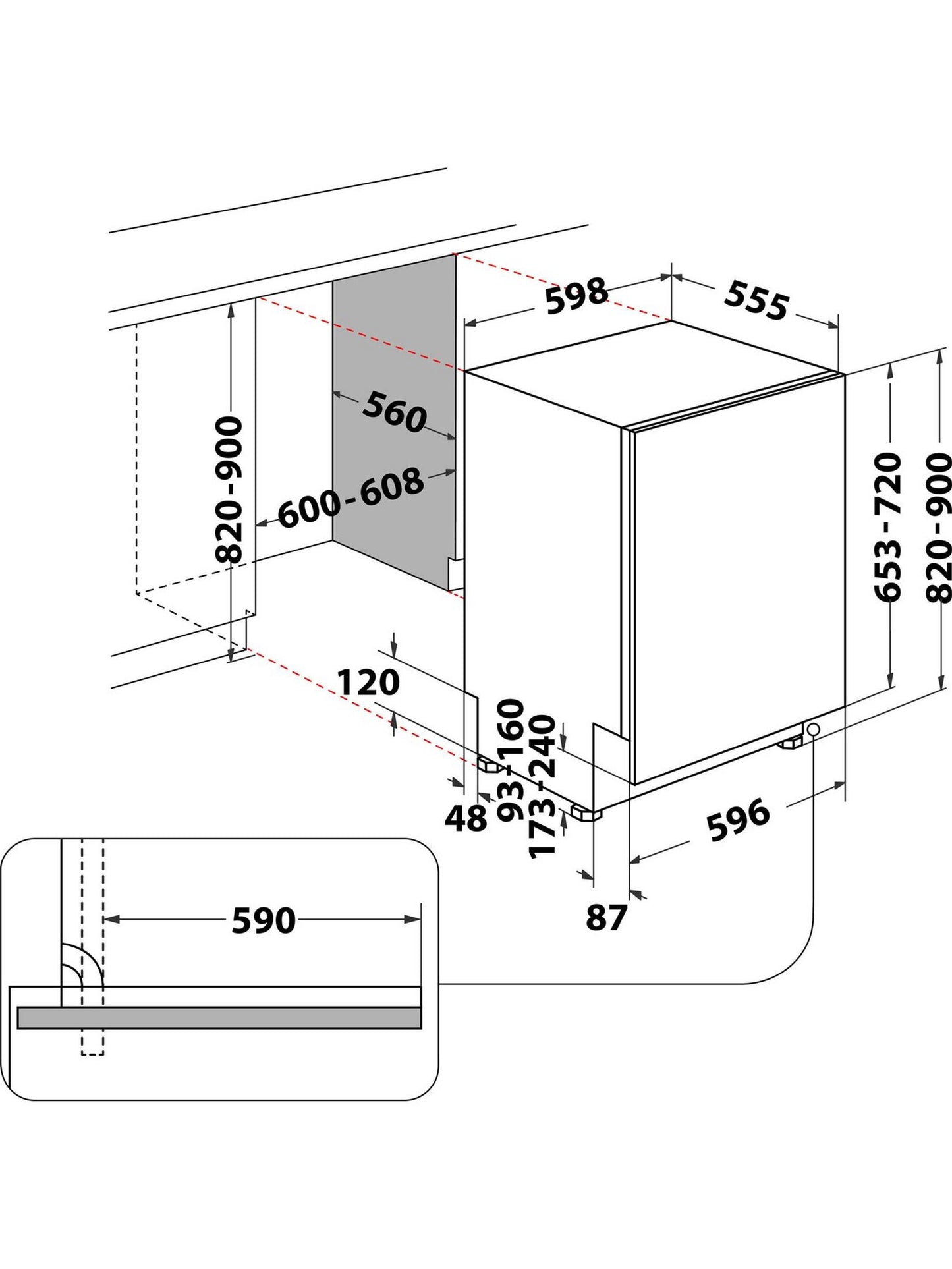 Indesit D2IHD526 Fully Integrated Dishwasher - 14 Place Settings