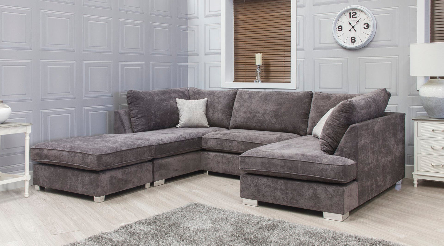 Ashton Fabric U Shape Corner Sofa & Stool