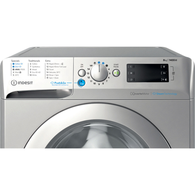 Indesit Push&Go BWE 81496X SV UK 8kg Washing Machine with 1400 rpm - Silver - A Rated