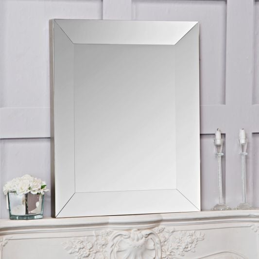 Essentials Mirror Collection Bevelled Glass Mirror Grey Wash