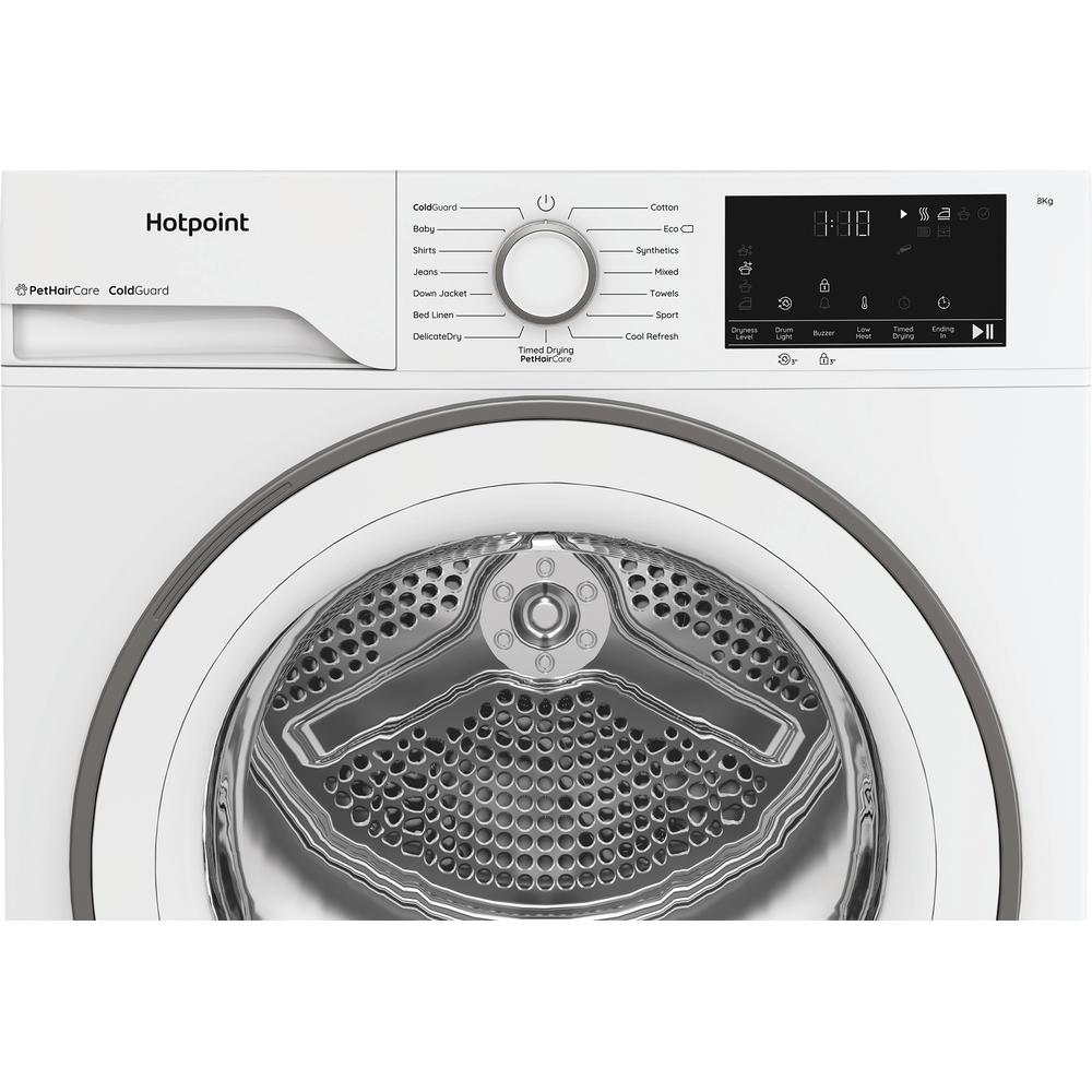 Hotpoint 8kg Heat Pump Tumble Dryer – White, 60cm, Pet Hair Care (CHSD82MWWUK)
