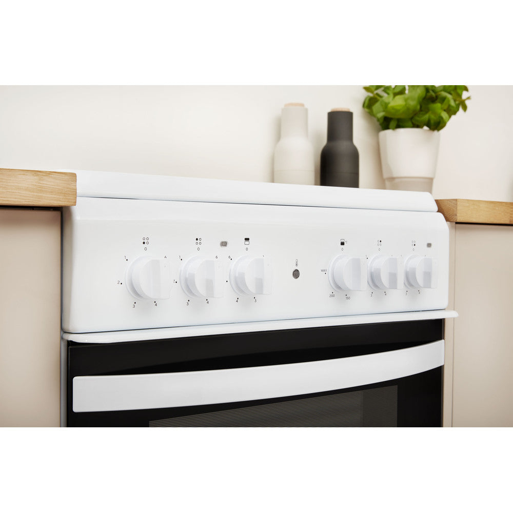 Indesit  50cm Electric Cooker with Ceramic Hob - White - ID5V92KMW