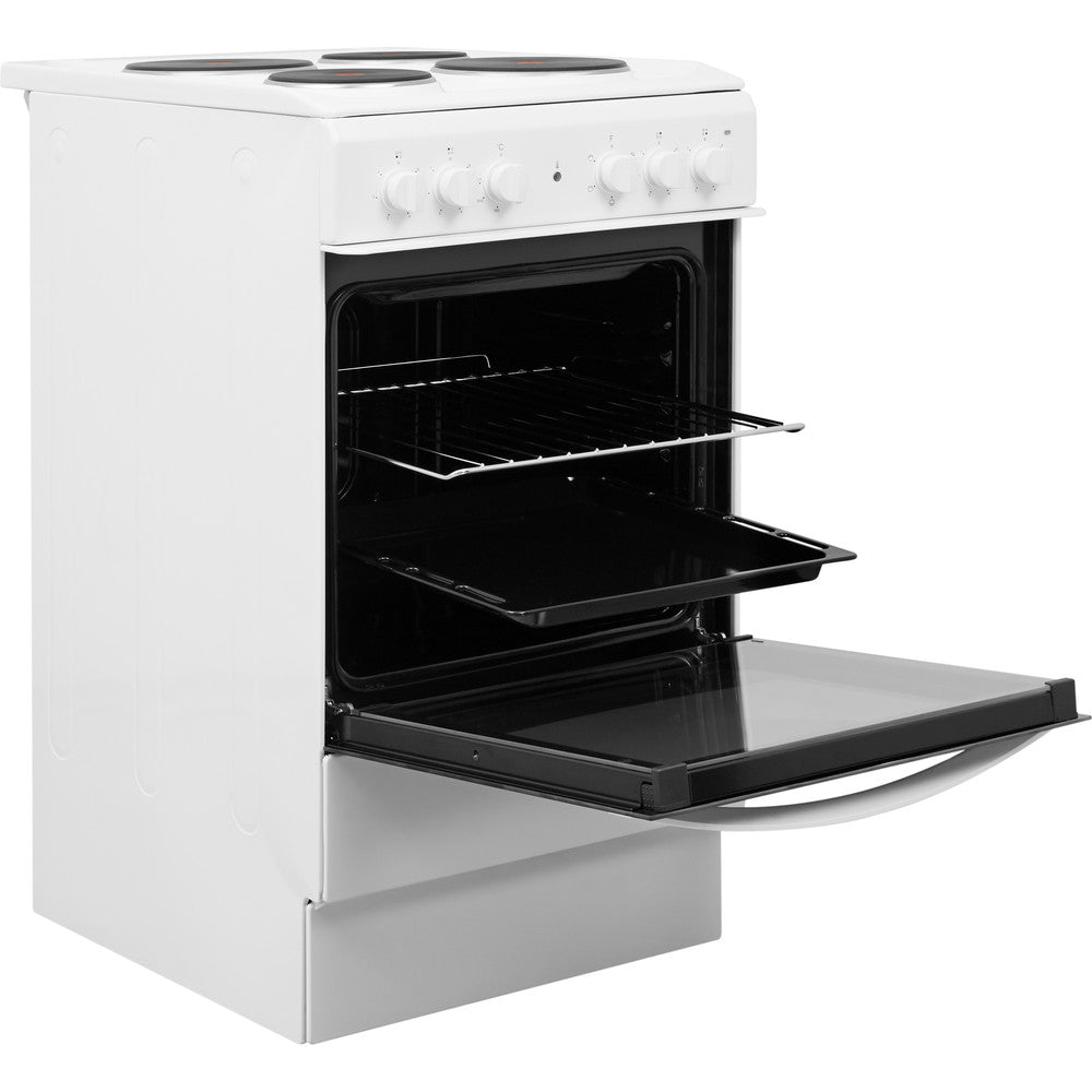 Indesit 50cm Electric Cooker with Solid Plate Hob - White - IS5E4KHW